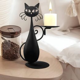 Holders Black Cat Bandlersrs Table Bandle Holder Decoration Dîner Décoration Ornement Iron Candle Holder Dining Room Decorations