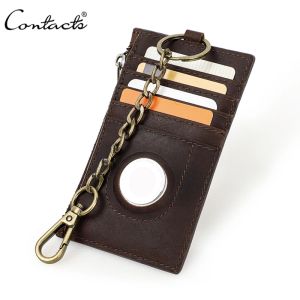 Holders Contact's Great Leather Men Hen Carte Holder portefeuille portefeuille RFID MINI ARTILOST AIR TAG COUVERT