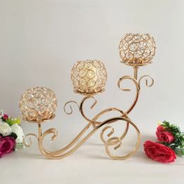 Holders Crystal Bandlers 3 Arms Candelabra Sparkling Candelabrum Candlesticks Table Decoration pour le décor de mariage.