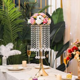 Holders Crystal Flower Stand pour la décoration de mariage, centres de table, bougeoirs, arrangement de fleurs en métal, chandelle pour décoration de fête