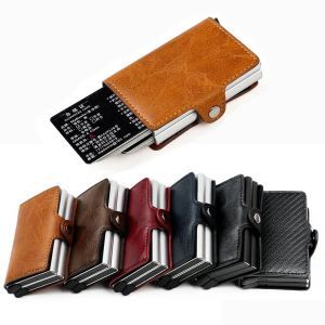 Holders RFID Blocking Blocking Men Portefeuille Carte de crédit Carte Card Portefeuille Double Metal Box Boîte ID Carte Clip Clip Clip Pourse NOUVEAU 2023