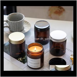 Houders decor huizen tuin drop levering 2021 groothandel 100 ml 250 ml glazen pot aromatherapie grote mond bruine kaarsen cup leeg diy zelfgemaakte b