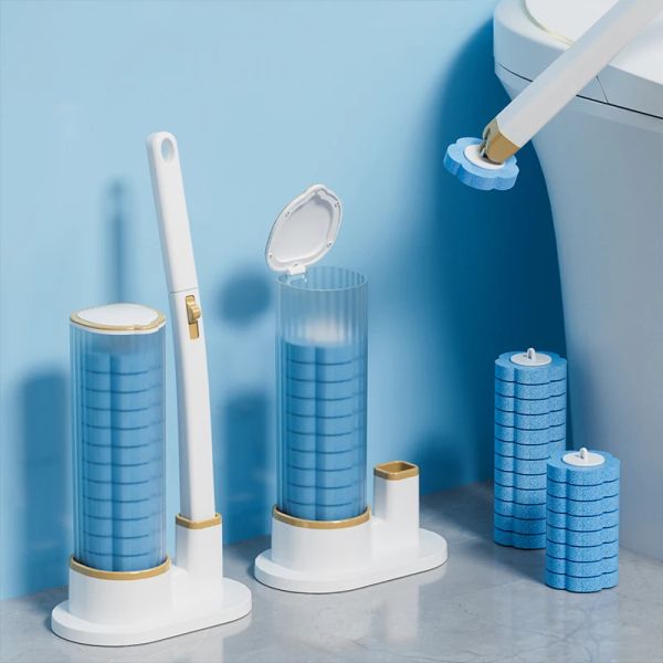 Porte-toile de toilette jetable brosse murale nettoyage de toilette de remplacement outil de nettoyage de la tête brosse de toilette kit de salle de bain accessoires de salle de bain