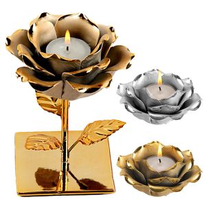 Houders Europese en Amerikaanse mode Ceramic Gold Pating Lotus Flower Kandelhouders met basis voor thuisfeest eetkamer decor