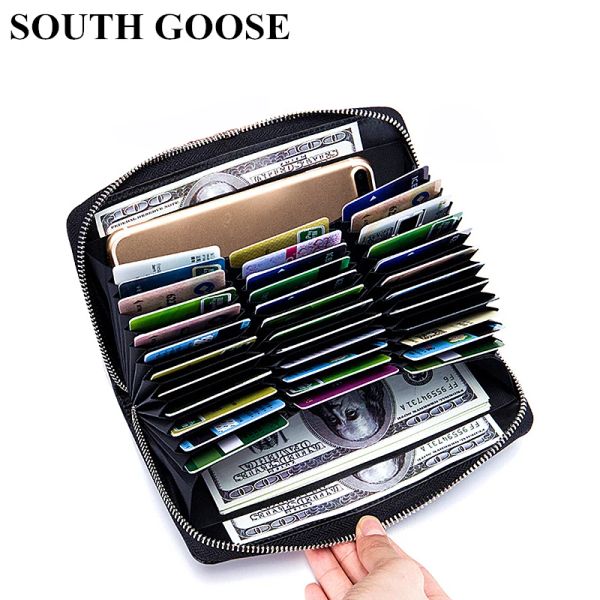 Holders Fashion Leather RFID Blocking Credit Card Carte Men Antitheft Long Business Business Card Wallet Femmes Sac Organisateur de cartes Large Carte Sac