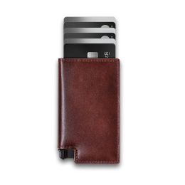 Holders Fashion Slim Id Card Holder Men Real cuero multifunción Billetera de tarjetas bancarias Titero emergente de tarjetas emergentes de alta calidad