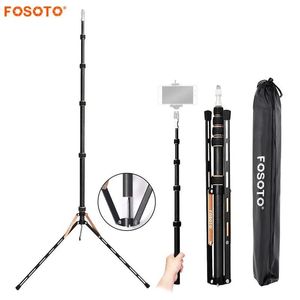 Soportes Fosoto FT220 Fibra de carbono Luz LED Trípode Soporte 2 tornillos Cabeza para estudio fotográfico Iluminación fotográfica Flash Paraguas Reflector