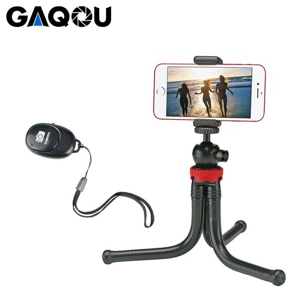 Soportes GAQOU trípode flexible portátil pulpo teléfono móvil mini soporte de trípode con control remoto selfie stick para iPhone XS Huawei