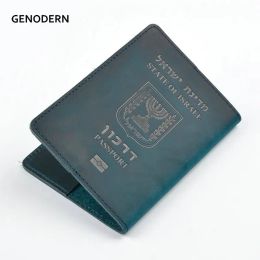Holders Genodern Genoder Great Leather Israel Passport Cover Cador Card Carte Bread pour Israel Hébrew Passport Based Boîtier Unisexe Voyage Wallet