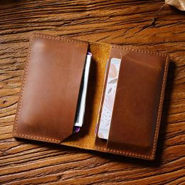Holders Holder Carte de carte d'identité de crédit en cuir authentique Solder Vintage Design Crazy Horse Leather Business Mini Slim Wallet