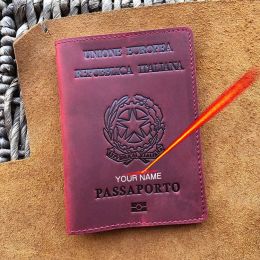 Houders echte lederen Italiaanse paspoorthoes gepersonaliseerd met naam zakelijke unisex duurzame Italië paspoorthouder