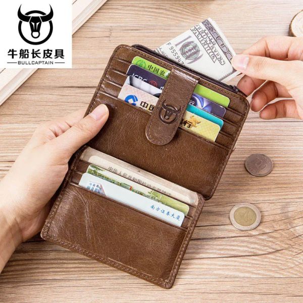 Holdants Véritable réel cuir Hommes Vintage Zipper Coin Wallets Pourse Bank Bank Bank Bank ID Plastique Driver le permis de conducteur