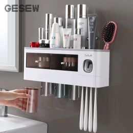 Titulaires GESEW porte-brosse à dents boîte de rangement avec rince-bouche tasse salle de bain rangement mural porte-brosse à dents pour ensembles d'accessoires de salle de bain