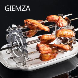 Soportes GIEMZA, parrilla giratoria, brochetas, red para parrilla, cocina, barbacoa, freidora de aire, jaula para asar, accesorios para horno eléctrico, Prod de acero inoxidable