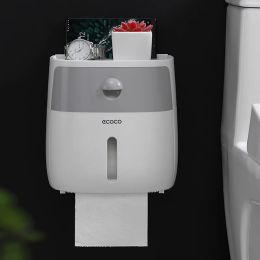 Houders gunot draagbare toiletpapier houder wallmounted papieren dispenser voor badkamer plastic tissue opbergdoos badkamer accessoires set