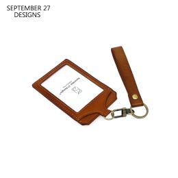 Caso de insignia de identificación de titulares para el trabajo de la oficina Genuine Leather Luxury BuShor Toorter Luggage Tag Neck Lanyard Keychain Reel