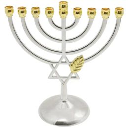 Carners Bandleur juif 9 Branche Cande-chandelle Branch Metal Party Ornement du Nouvel An juif neuf ans