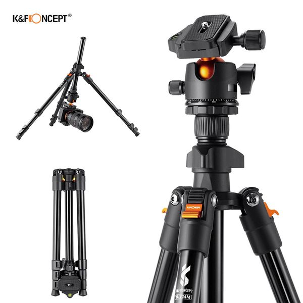 Supports K F CONCEPT pour appareil photo, support en alliage d'aluminium, charge utile de 160cm, 8kg, trépied de photographie à faible Angle, sac de transport pour appareils photo reflex numériques