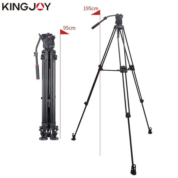Supports KINGJOY VT3500 + VT3530 Kits de trépied de caméra vidéo professionnelle support de trépied d'amortissement de fluide Stable et solide pour tous les modèles