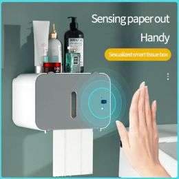 Soportes Lazy Smart Home soporte para caja de pañuelos estante de papel higiénico montaje en pared Wc inducción caja de pañuelos automática soporte para pañuelos organizador de baño
