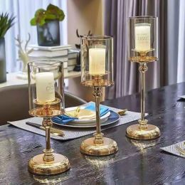 Holders Luxury Classic Metal Candlers Boldlers Vintage Golden Candlestick Home Decoration For Wedding Candelabra Crystal Bandlers
