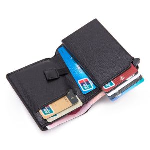 Holders Men Antitheft Aluminium Box Credit Carte Card pour femmes RFID Blocking Hasp Carte Portefeuille Pop Up Carte Bolders Zipper Mini Coin Purse