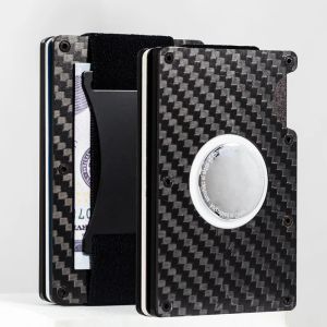 Houders mannen mini -portemonnee voor Apple Airtag aluminium creditcardhouder met cash riem rfid metaal bank id kaart case carteira masculina