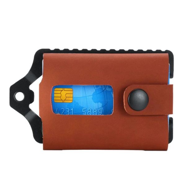 Holders Men Multifonction Pu Leather Slim Wallet Id Bank Card Card Femme Femmes Carte en aluminium Portefeuilles Carte de crédit Carte de crédit ouvre-bouteille en plein air ouvre