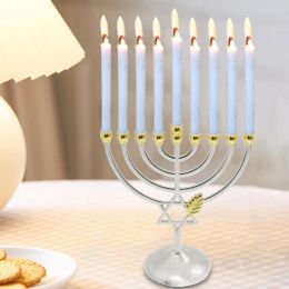 Holders Hanukkah Bandleleur Géométrique Hanoukka Decorative 9 Branche Menorah Candlestick pour Hanukkah Candles Standard Hotel