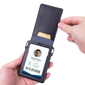 Tapisseurs de cartes de carte de crédit de crédit en métal RFID Blocking pour Airtag Man Aluminium Smart Tactical Business Cow Leather Wallet Work Id Card