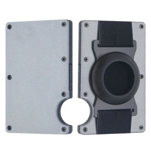 Houders mini eenvoudige lucht tag metalen portemonnee aluminium slanke creditcard id kaarthouder wordt geleverd met een ingebouwde slanke Apple air tag case