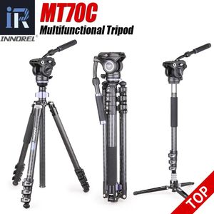 Supports MT70C INNOREL trépied en Fiber de carbone monopode tête fluide panoramique Kit de trépied professionnel pour caméscope vidéo numérique DSLR