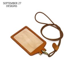 Holders New Fashion Id Badge Holder for Office Travail Geothe Hever Lonyard Neck Strap Credit Card Card Cowskin Identity Hanging Tag