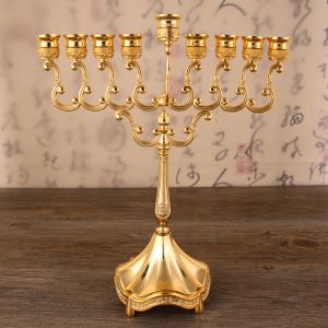 Holders New Metal Silver / Gold plaqués Candlers 9ARMS Stand en alliage de zinc Pilier de haute qualité pour le mariage Portavel Candelabra