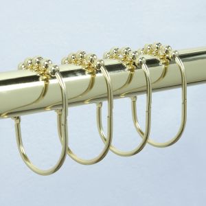 Houders Ovale roestvrijstalen gouden rolringen Douchegordijnhaken voor badkamergordijnen, set van 12