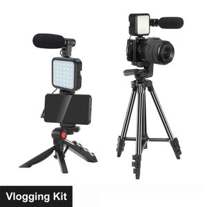 Supports téléphone DSLR caméra Vlog trépied Selfie Vlogging Kit support de téléphone télécommande avec Microphone lumière LED pour téléphone en direct YouTube