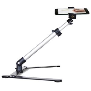 Soportes Fotografía Soporte de mesa ajustable Conjunto Mini Monopod + Clip para teléfono Luz de relleno Control Bluetooth