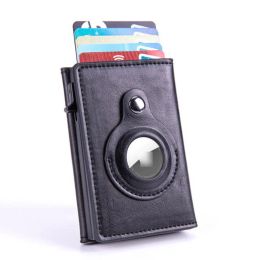 Holders RFID Blocking Auto Pop Up Credit Bank Carte Bank Magnet Men Air Tag Portefeuilles Small Trifold Leather Wallet Mini Purse pour AirTag