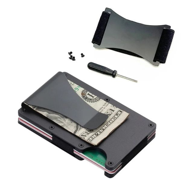 Holders Set Wallet Carteira masculina Aluminium Metal Ally Men Carte Holder avec clip d'argent et portefeuille de caisse remplaçable Slim Rifd