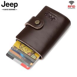 Houders slanke RFID blokkeren van lederen creditcardhouder anti protect pop -up kaarthouder kast kwaliteit dunne geld clip aluminium porte carte carte