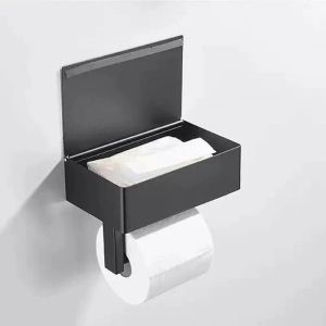 Houders Roestvrij Toiletrolhouder Met Plank Badkamer Doorspoelbare Natte Doekjes Dispenser Wandmontage WC-papier Telefoonhouder Tissue Dozen