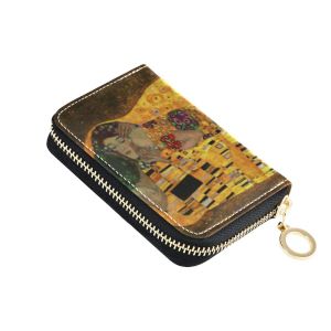 Houders de kus door Gustav Klimt dames kaarthouder portemonnee lederen vrouwelijke kaartkoffer 9 bits + 2 grote positie rits kaart portemonnee portemonnee kaartzak