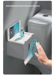 Soportes para caja de pañuelos, estante para papel higiénico, soporte para papel higiénico, caja de pañuelos automática de inducción, montado en la pared, inodoro sin perforaciones, hogar inteligente perezoso