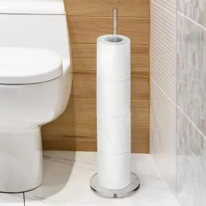 Supports porte-papier hygiénique support salle de bain plancher autoportant acrylique porte-papier hygiénique avec étagère de rangement pour salle de bain cuisine