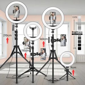 Trépied des porteurs avec une lumière à la LED pour le téléphone trépied Camera stand selfie Photography Light LED lampe couleur photo studio pour youtube live