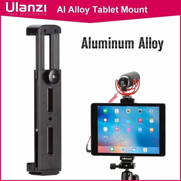 Holders Ulanzi Tripod Aluminium Tripod Mount W Cold Shoe Mount Pad Clip support support support de support 1/4 Vis pour iPad Pro mini la plupart des tablettes