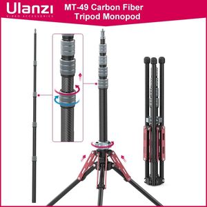 Titulares Ulanzi MT49 Monópodo de trípode de fibra de carbono con barra de equilibrio de soporte inferior desmontable Trípode de viaje al aire libre 1.5 kg de carga