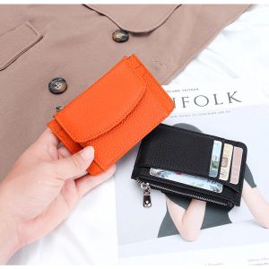 Houders ultradunne eenvoudige stijl echte lederen kaarthouder mode mini short envelop dames portemonnee Koreaanse Japan creditcard credit case portemonnee