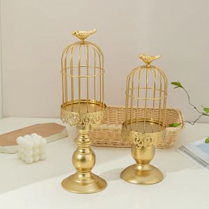 Holders Candon de cage à cage d'oiseau vintage soudé pour faire de la vieille bougie d'artisanat décoratif en métal décoratif