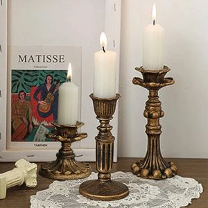 Holders Vintage Candles de bougies de chandelle antique Bronze Resin Candle Holder Ornement pour Halloween Wedding Home Room Mantel Decoration